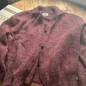Vintage Wool Women's Winona Maroon Cardigan Sweater